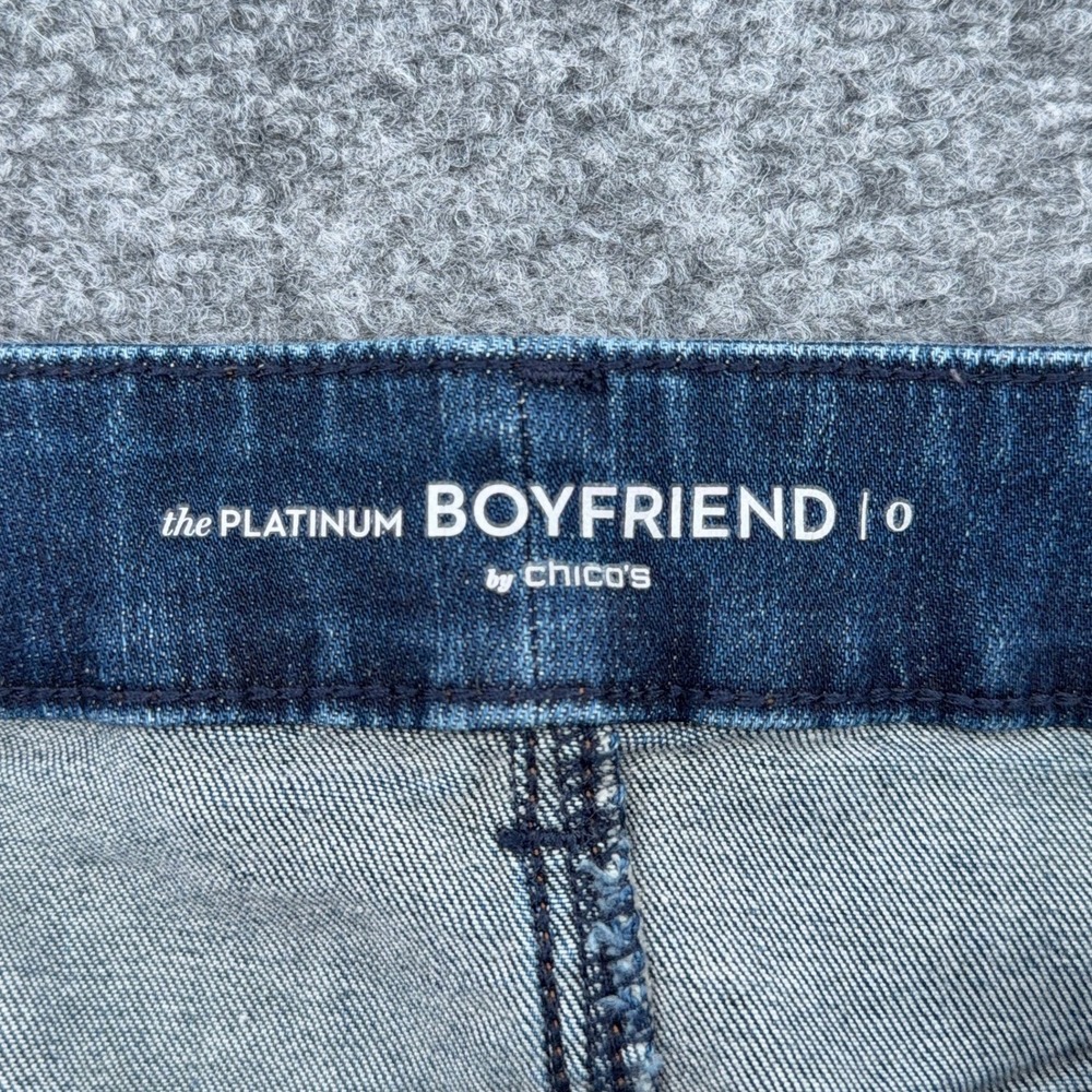 Chico's The Platinum Boyfriend Jeans Women 0 Ankle Cotton Spandex Blue‎ - Picture 4 of 9
